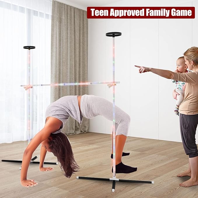 Outdoor Games Yard Games for Adult Family Kids, 2 in 1 Limbo Games with Led Light, Perfect for Camping, Beach, Lawn