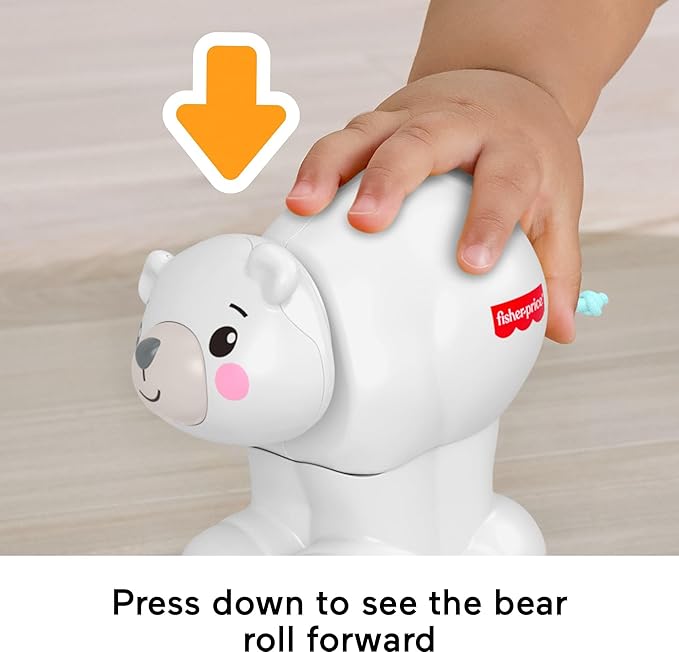 Fisher-Price Baby Toy Crawl-After Polar Bear, Animal-Themed Activity Vehicle with Sensory Details for Infants Ages 9+ Months