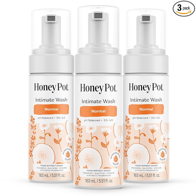 The Honey Pot Company - Feminine Wash - Normal - pH Balanced, Herbal Infused Plant-Based Feminine Care for Sensitive Skin - Daily Intimate Cleanser for Women - 5.51 Fl Oz (Pack of 3)