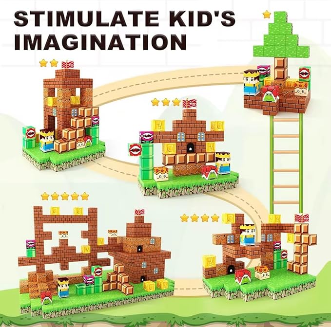 Mini Magnetic Blocks, 60 PCS Magnetic Building Blocks, STEM Educational Building Set Construction Toys for Kids Ages 3+, Building Toys for Toddlers Boys & Girls Birthday Gift