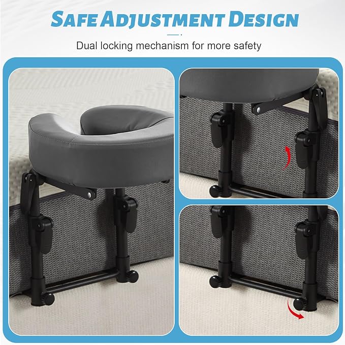 Massage Headrest for Bed, Adjustable Massage Face Cradle at Home, Portable Bed Massage Head Holder, Massage Table Head Rest for Salon Spa, Face Down Pillow After Eye Surgery, Dark Gray