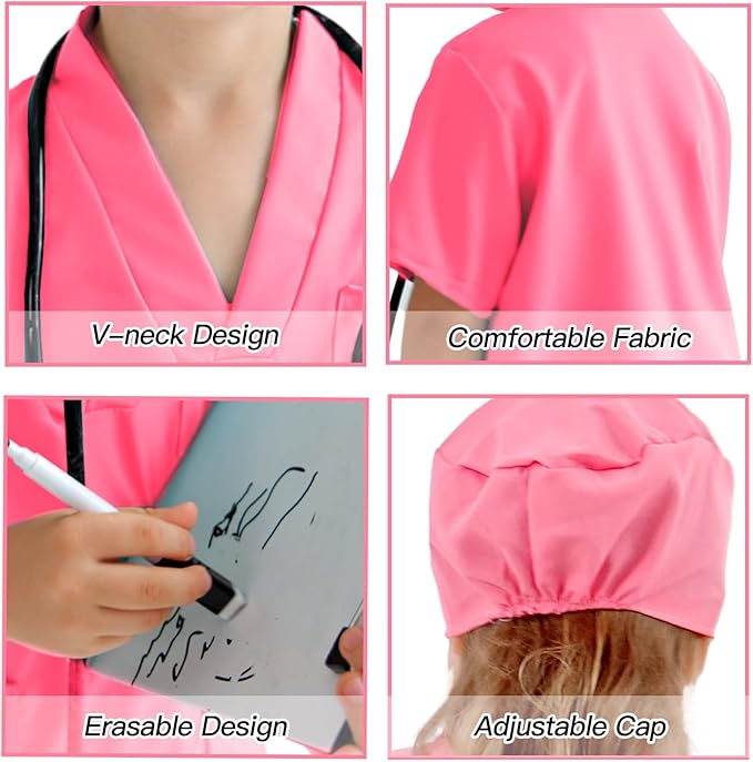 Liberry Doctor Costumes for Kids, Toddler Dress Up Clothes with Real Stethoscope, Halloween Pretend Play Gift for Girls