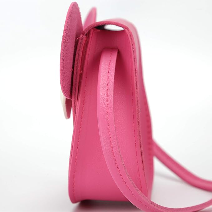 Little Mouse Ear Bow Crossbody Purse,PU Shoulder Handbag for Kids Girls Toddlers(Rose Pink)