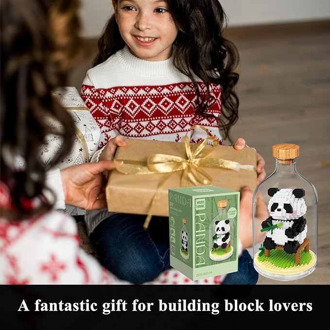 Creative Panda Toy Building Set,Adult Mini Animal Friend Set,Party Favors Gift for Kids,Animal Lovers Office Home Decor Building Block,New Year Easter Birthday Gift for Boys Girls(Eating)