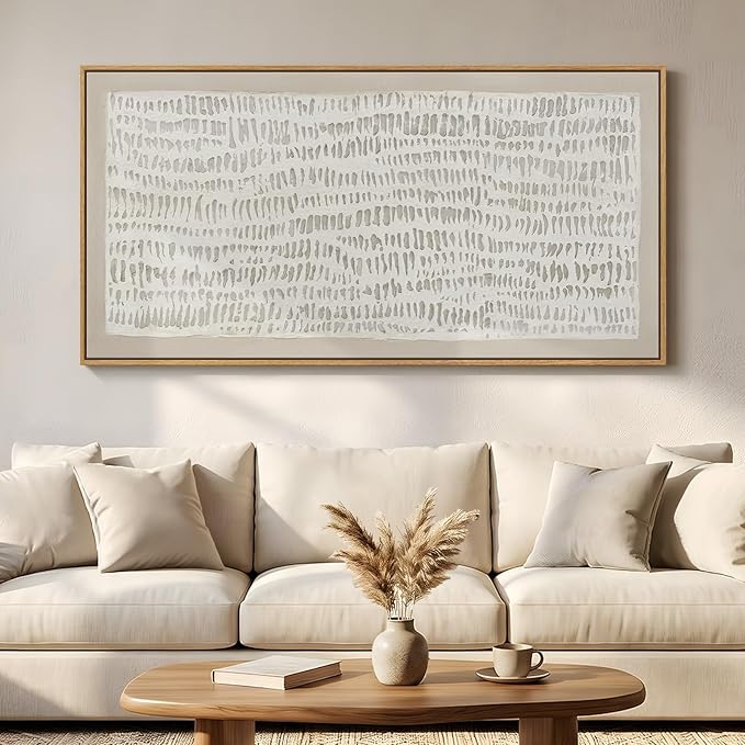 Large Framed Neutral Abstract Wall Art, Beige Minimalist Vertical Canvas Prints Paintings Artwork for Walls, Modern Wabi-Sabi Pictures Wall Decor for Hallway Living Room Bedroom Dining Room, 30x60 In