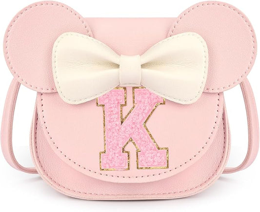 mibasies Toddler Purse Girl Gifts: Girls Birthday Gifts for 3-8 - Toys for Ages 2-4 Girls Mouse Ears Purse, Pink, Letter K