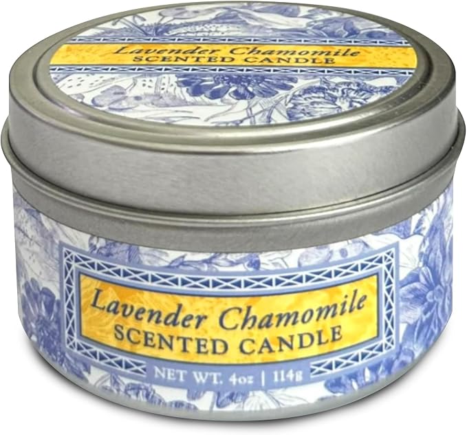 Greenwich Bay Hand-Poured Scented Candle in Decorative Tin – 4 oz/114 g Travel Candle with Lead-Free Wick, Vegetable Wax, Long-Burning Aromatherapy Gift, Single Wick – Made in USA (Lavender)