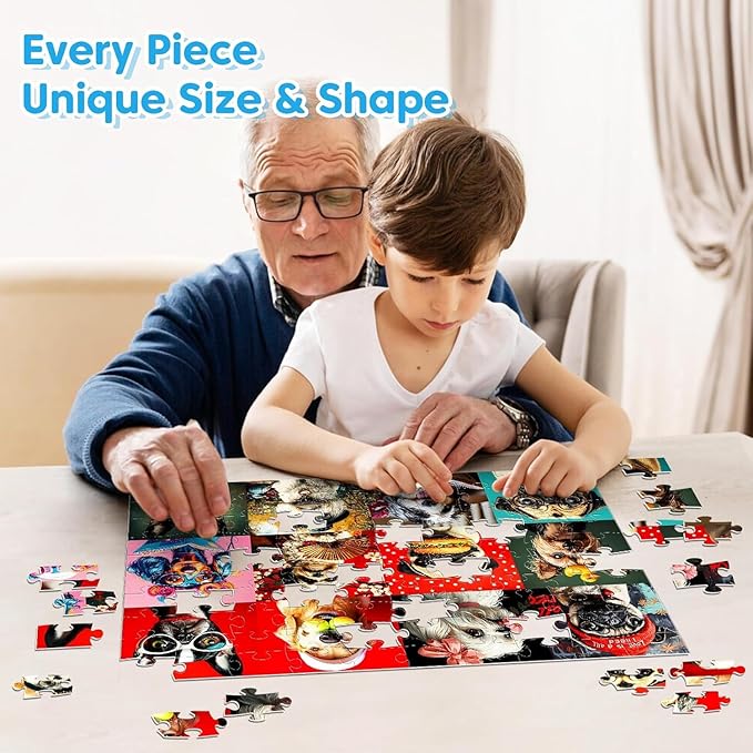 4-Pack 100 Piece Puzzles for Kids Ages 4-6 6-8 8-10 - Cat Dog Portraits Popsicles Unicorn Puzzle for Girls 4-6 Years Old 100 Piece Jigsaw Puzzle for Adults Toddler Children Learning Educational Toys