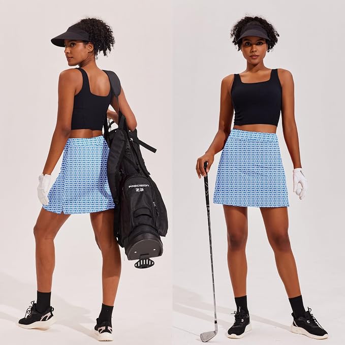 Ekouaer 16" Skorts for Women with Pockets Golf Pickleball Tennis Skirt | Silicone Grippers,2 Inner Pockets,Wide Waist,Side Slit Hem,Breathable,Soft,Lightweight