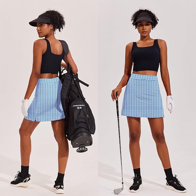 Ekouaer 16" Skorts for Women with Pockets Golf Pickleball Tennis Skirt | Silicone Grippers,2 Inner Pockets,Wide Waist,Side Slit Hem,Breathable,Soft,Lightweight