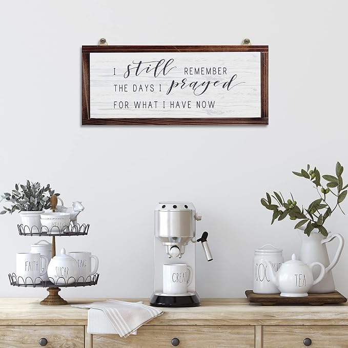 Jetec I Still Remember The Days I Prayed Rustic Wood Sign | Christian Inspirational Quote, Vintage Farmhouse Wall Decor, Wooden Plaque for Home Living Room Garden