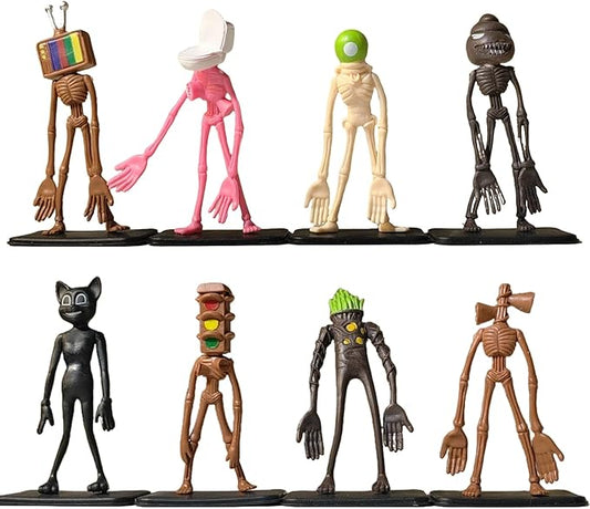 8 PCS Siren Head Toys Action Figure Model Doll Gift for Kids Halloween Thanksgiving Christmas Birthday Gifts