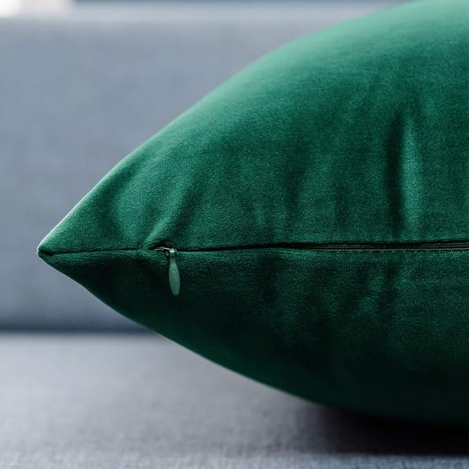 24x24 Velvet Throw Pillow Covers Set of 2 for Couch Sofa Bed,Dark Green | JUSPURBET Decorative Pillow Covers with Invisible Zipper for Modern Living Room Bedroom Home Decor Christmas