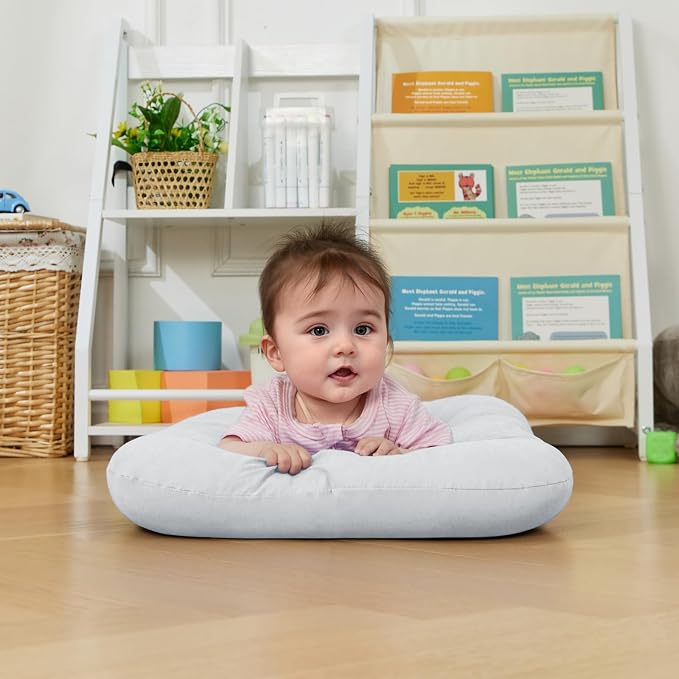 Baby Lounger for Infants Babies 0-12 Months, Bionic Organic Lounger, Soft Cotton Breathable Infant Floor Seats & Loungers for Newborn Baby Shower Gifts (Gray)