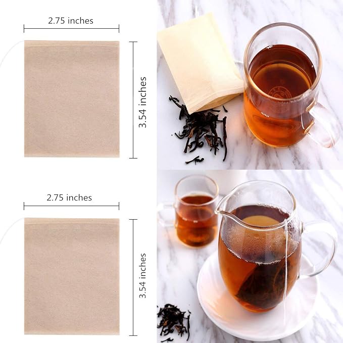 400 Pack Disposable Drawstring Tea Filter Bags Safe & Natural Unbleached Paper Tea Infuser Drawstring Empty Bag for Loose Leaf Tea (7 x 9, Natual Color) | Safe & Natural Unbleached Paper Tea Infuser Drawstring Empty Bag for Loose Leaf Tea
