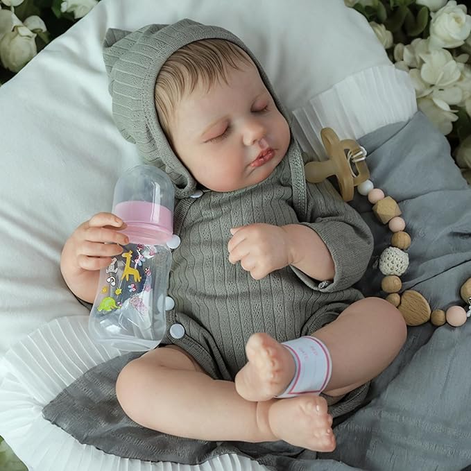 SCOM 20-Inch Reborn Baby Girl Doll, Soft Full Vinyl Body, Bathable & Poseable, Weighted Feel, Hand-Painted Details with Gift Box & Accessories, Ages 3+