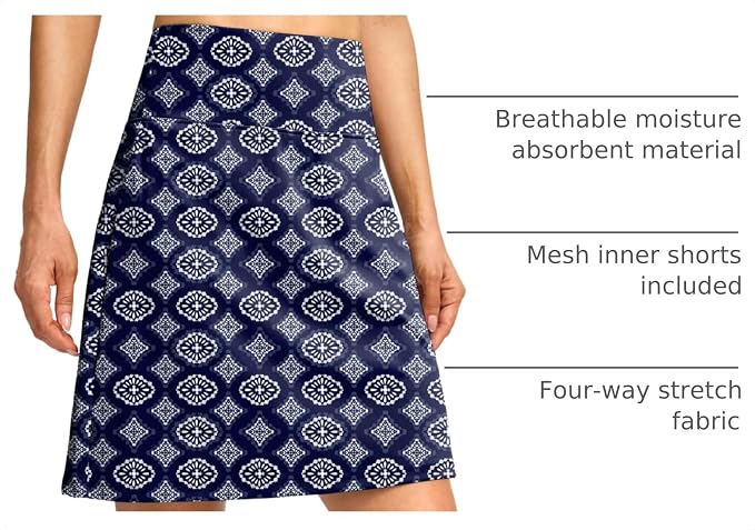 G Gradual 19" Skorts for Woman with Pockets High Waist Golf Skirt | Lightweight, Stretchy, Breathable, Tummy Control, Built-in Shorts, Athletic, Tennis, Pickleball, Casual Summer