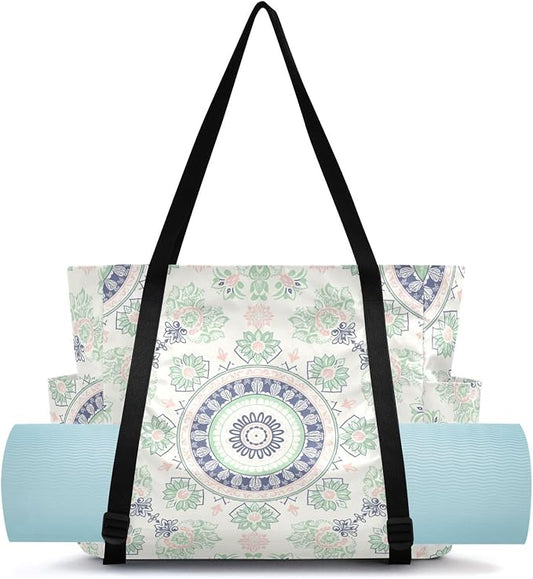 MCHIVER Yoga Bag for Women Men Large Yoga Mat Bag with Adjustable Strap Workout Bags Totes for Pilates Yoga Travel