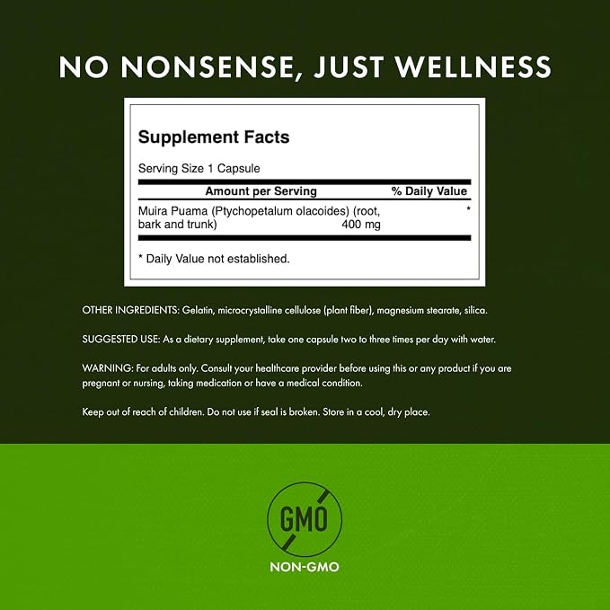 Swanson Muira Puama Root Sexual Health Virility Libido Boost Support Men's Women's Supplement 400 mg 90 Capsules (3 Pack)