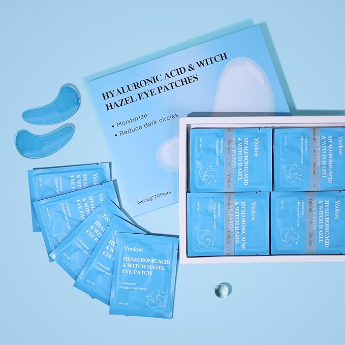 Yeokoe Under Eye Patches for Dark Circles,Puffy Eyes,20 Pairs Face Masks SkinCare With Hyaluronic Acid Witch Hazel for Moisturize