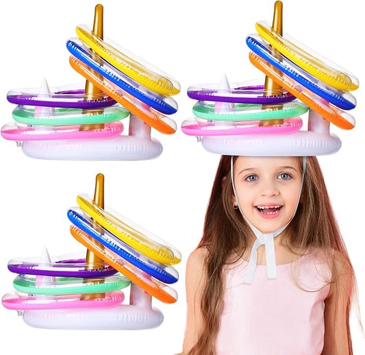 RoundFunny Unicorn Party Games with 1 Unicorn and 6 Heart Rings Inflatable Ring Toss Game Set Multicolor Toss for Party Outdoor Game Favors Birthday 1 Set