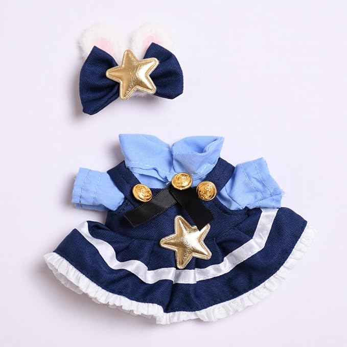 Clothes for Labubu, 2-Piece Skirt & Hair Accessories Outfit Set for Labubu Doll - 17cm Dolls Clothes Cute & Unique Character Theme Design (NO Doll)