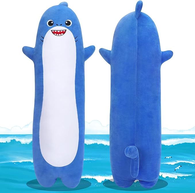 Large Shark Stuffed Animal,20” Long Shark Plush,Cute Plushies Animals Body Pillow,Kawaii Big Plush Toys Animal Gifts,Anime Sleeping Hugging Pillow Cushion for Kids Adults Birthday