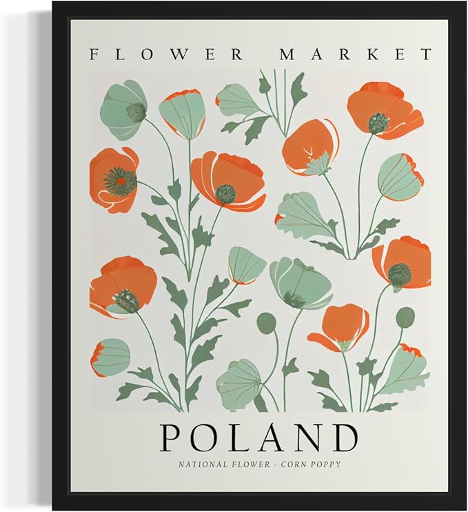 Poland, Corn Poppy Unframed Art Print Poster, Flower Market Wall Art, Floral Artwork Decor for Bedroom, Kitchen, Bathroom, Livingroom Decoration 52 (Poland, Corn Poppy, 20"L x 16"W, Unframed)