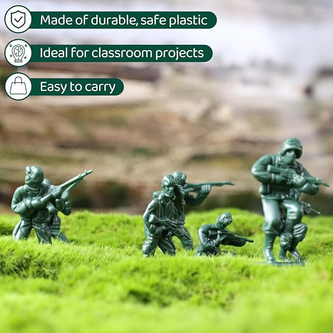 Shindel 100PCS Army Men Toy Soldiers, Plastic Army Men Playset Green Yellow Soldier Figures 10 Poses for Boys Birthday Gift