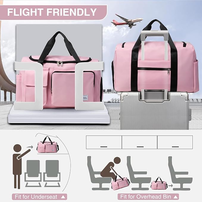 Small Gym Bag for Women, Travel Duffle Bag Carry On Weekender Bag with Shoe Compartment