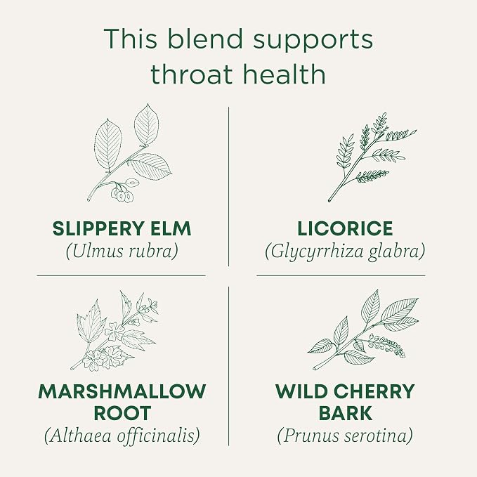 Traditional Medicinals Organic, Throat Coat Tea, Original with Slippery Elm - Supports Throat Health - Kosher, Non-GMO, Caffeine-Free, Compostable - 48 Tea Bags