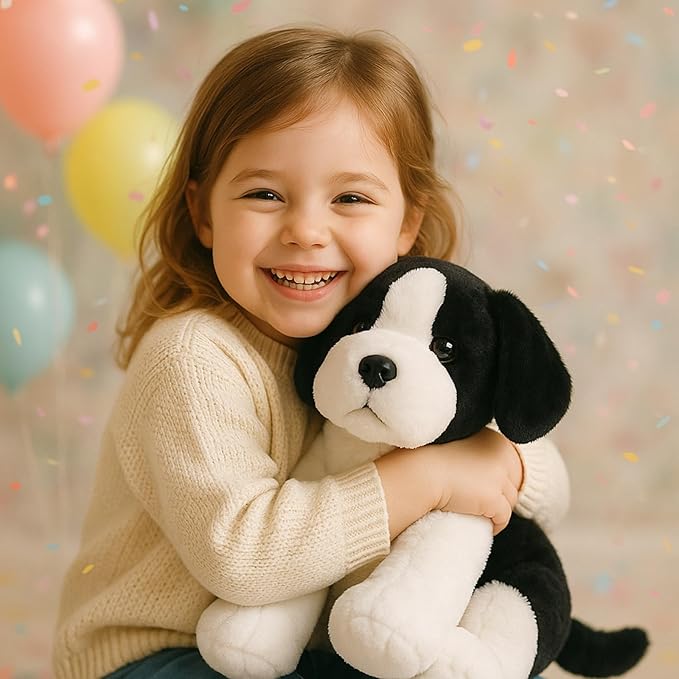 Sheepdog Border Collie Stuffed Animals Black and White Dog Puppy Plush Toys for Kids Boys Girls Baby Birthday Easter