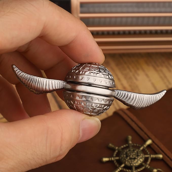 Silver Sphere Fidget Spinner Toy for Adults Kids, Magic Orb Hand Finger Spinners Toy, Anti Anxiety Toys for Stress Relief, Desk Toy Spin Fidgets Ball Focus Fidgeting Novelty Gift for Boys Girls