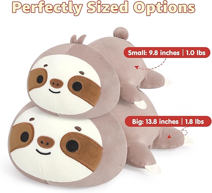 Onsoyours Original Weighted Sloth Plush, Cute 13.8"|1.8 Pound Hugging Sloth Weighted Stuffed Animal, Soft Collectible Plushies Pillow Toy Gift for Kids & Adults