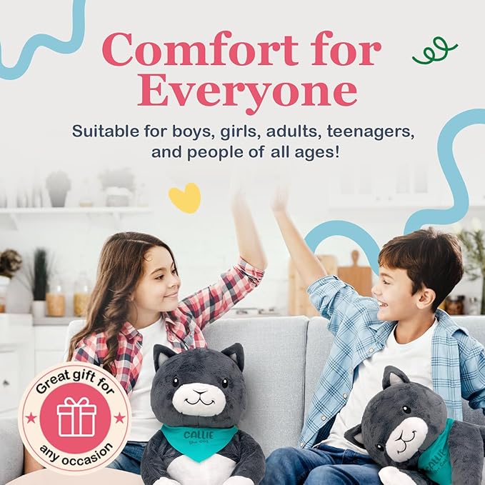 Lilly's Love Weighted Stuffed Animal, 5lb | Sensory Weighted Plush for Kids and Adults | Machine Washable Plushies w/Removable Inner | Calming Weighted Stuffed Animals for Anxiety, Callie The Cat