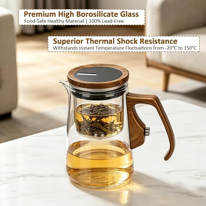 Magnetic Glass Teapot, Enchanted Tea Pot with Infuser, High Borosilicate Glass Tea Maker for Loose Leaf Tea Herbal Tea Loose Herb Tea, Tea Lovers Gift - 25oz