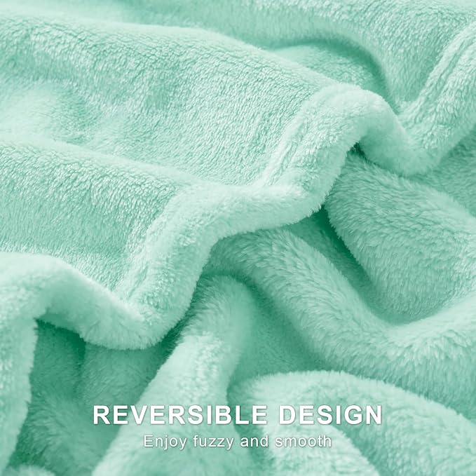 Hansleep Full Mint Green Fleece Blanket, Soft Flannel Bed Blanket | Fuzzy Cozy Blanket 84x90 Inches, Multi-use for Bed, Sofa, Couch, Travel, Camping, All Season Warm Lightweight Cover