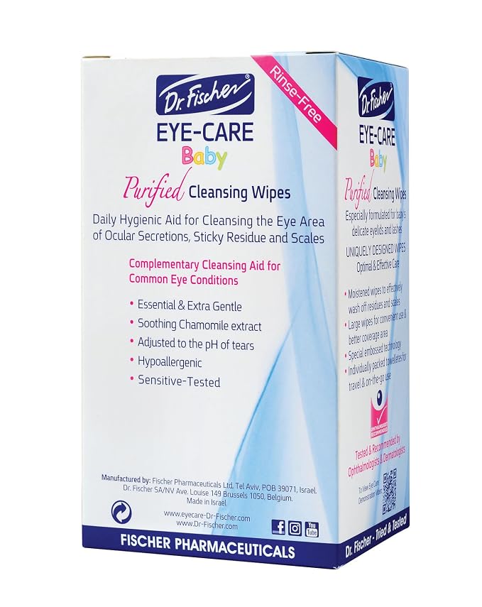 Dr. Fischer Baby Eye Wipes for Newborns & Toddlers - Sterile Eyelid Cleansing Wipes for Clogged Tear Ducts, Stye & Pink Eye - Tear Free, Hypoallergenic, Rinse Free - Pediatrician Recommended