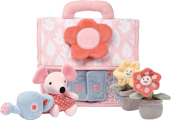 Lambs & Ivy Floral Cottage Interactive Plush Play Set - Pink, Animals, Garden