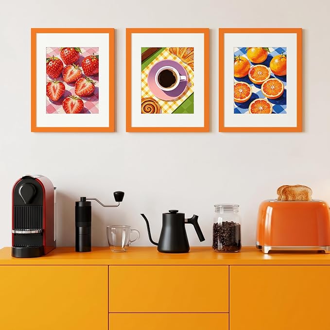upsimples 11x14 Picture Frame, Display Pictures 8x10 with Mat or 11 x 14 Without Mat, Wall Hanging Photo Frame, Orange, 1 Pack