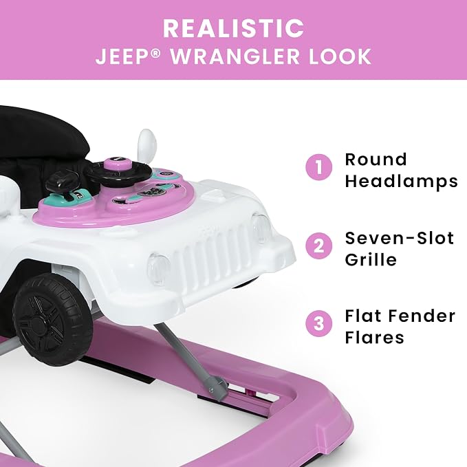 Jeep Wrangler Activity Walker by Delta Children, White/Pink