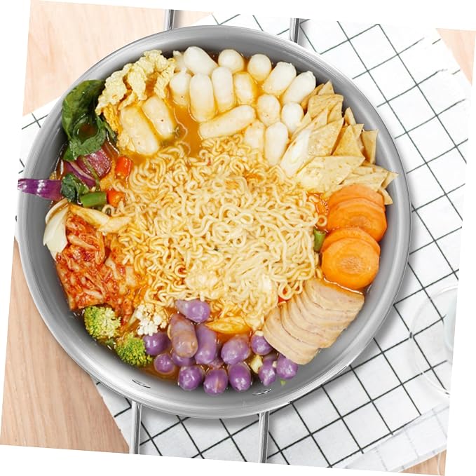 Stainless Steel Ramen Pot with Ergonomic Handles Capacity Korean Soup and Noodle Pot for Cooking Camping and Outdoor Use Easy to Clean Anti-scald Design