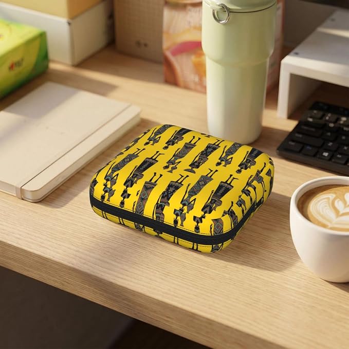 Handheld Sanitary Supply Case Traditional African Women Art, Soft Comfort Texture, Portable Feminine Pouch for Personal Care Goods Daily Storage