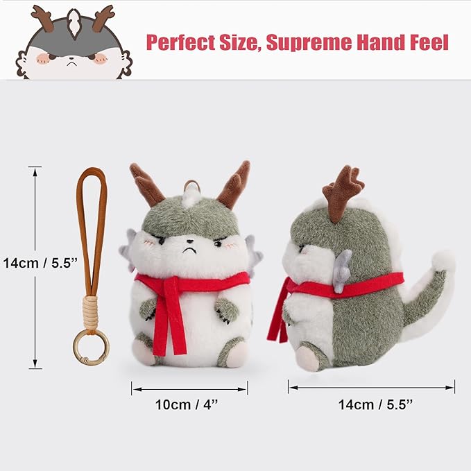 Handmade Original Adorable Plush Dinosaur Doll – Cute Animal Toy with Cool Expression - Bag Charm & Home Decoration - CPC Certified for Kids
