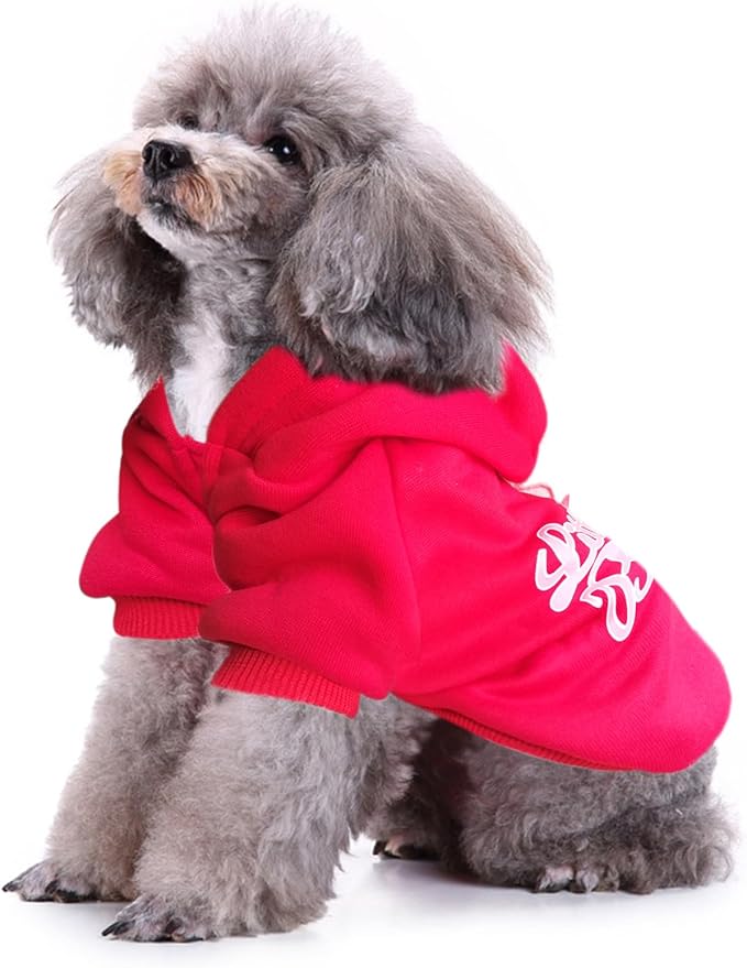 Jecikelon Winter Dog Hoodie Sweatshirts Warm Clothes for Small Dogs Chihuahua Coat Puppy Clothing Cat Custume (Medium, Y01-Red)