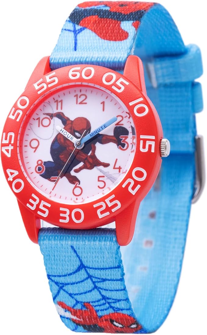 Marvel Spiderman Watch for Kids - Spiderman Watch Boys - Spider-Man Watches for Boys 4-6 - Toys - Kids - Marvel Toddler - Silver Case - 3D Silicone Plastic Strap