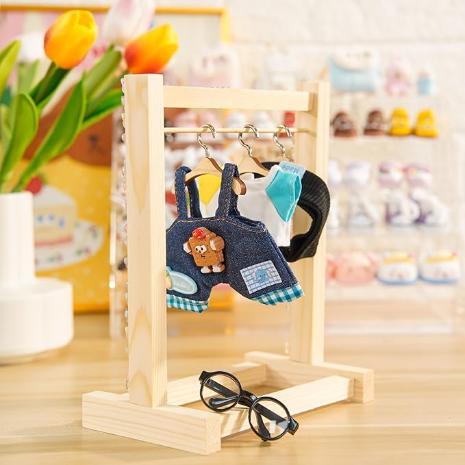 17cm Doll Clothes Set-Premuim Casual Style Outfit for Clothing & Accessories-Headband+T-Shirt+Overall+Glasses(No Doll)