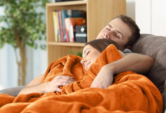 Utopia Bedding Soft Fleece Bed Blanket Throw Size Burnt Orange (50x60 Inch) | Microfiber Plush Warm Lightweight Breathable Cozy Blanket Anti-Static, All Season Use, Gift for Women and Men