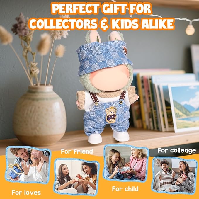 AICase for 17cm Doll Clothes/Outfit,Clothes Set for 17cm Doll,3 Piece Set Hat Clothing,Boys and Girls Stylish Adorable Dolls Clothes Accessories(D_Style)