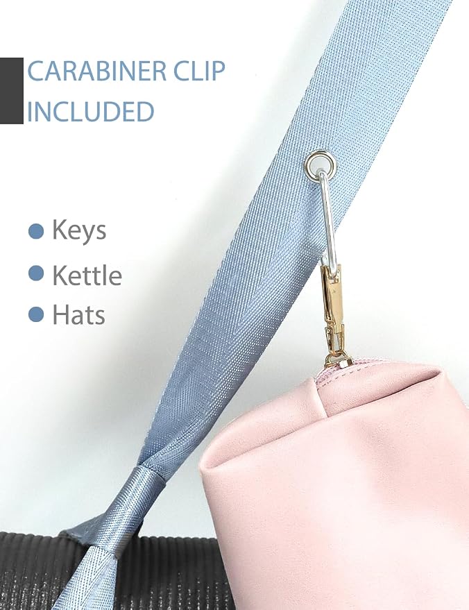 Yoga Mat Strap with Carabiner Clip, Adjustable Carrier for Yoga Mats, Sky Blue [MAT NOT Included]